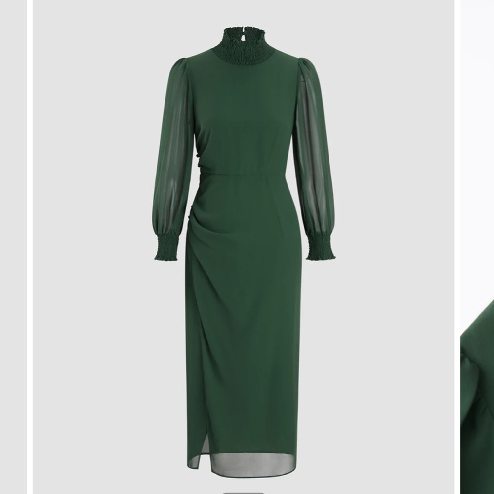 Reformation style mock neck long sleeve dress